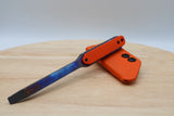 Tactical G10 Titanium Flathead Prybar Screwdriver Breacher with IWB Kydex Holster - Flamed Orange G10