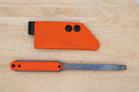 Tactical G10 Titanium Flathead Prybar Screwdriver Breacher with IWB Kydex Holster - Flamed Orange G10