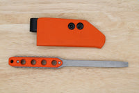 Tactical G10 Titanium Flathead Prybar Screwdriver Breacher with IWB Kydex Holster - Bead Blasted Orange G10