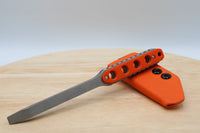 Tactical G10 Titanium Flathead Prybar Screwdriver Breacher with IWB Kydex Holster - Bead Blasted Orange G10