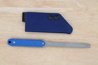 Tactical G10 Titanium Flathead Prybar Screwdriver Breacher with IWB Kydex Holster -Bead Blasted Blue G10