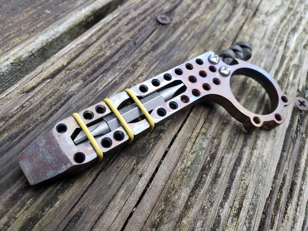 The Ring Perforated EDC Pocket Pry Bar Multi-tool - Flamed