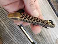 The Knurled Hex Brass EDC Pocket Pry Bar Multitool - Blackened Tumbled