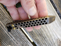 The Knurled Hex Brass EDC Pocket Pry Bar Multitool - Blackened Tumbled