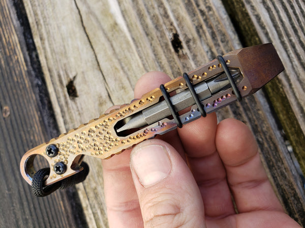 OG Solid EDC Pocket Pry Bar Multitool - Pebbled flamed