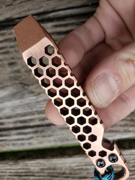 The Knurled Hex Brass EDC Pocket Pry Bar Multitool - Blackened Tumbled –  Teale Designs