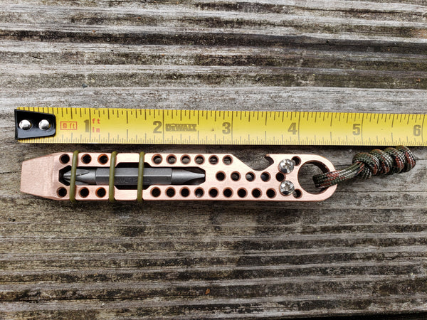 1/4 Thick Copper Perforated EDC Pocket Pry Bar Multitool