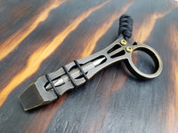 1/4 Thick Brass The Ring Curve EDC Pocket Pry Bar Multi-tool - Blackened Accents