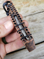 1/4 Thick Copper Perforated EDC Pocket Pry Bar Multitool - Blackened Tumbled
