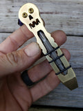 Brass *Limited Run* Halloween Skull Pry No Popper EDC Pocket Pry Bar Multitool - Ground Flamed