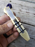 Brass *Limited Run* Halloween Skull Pry No Popper EDC Pocket Pry Bar Multitool - Ground Flamed