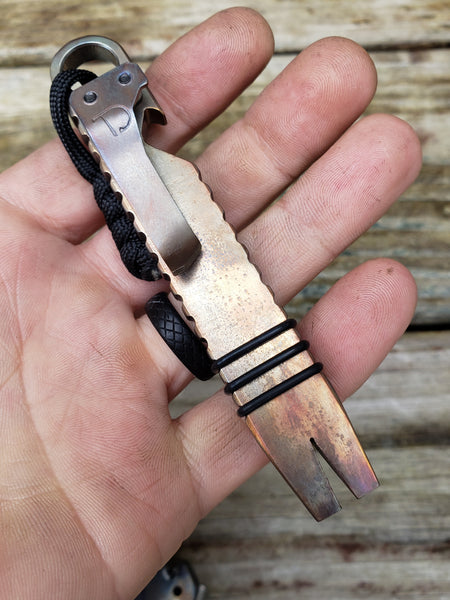 The Knurled Fork EDC Pocket Pry Bar Multitool - Flamed
