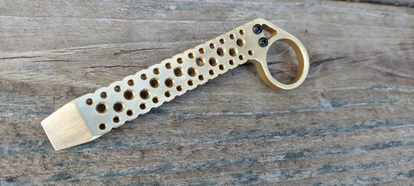 Brass XL Perforated Pry Bar Tool EDC Gear – Teale Designs